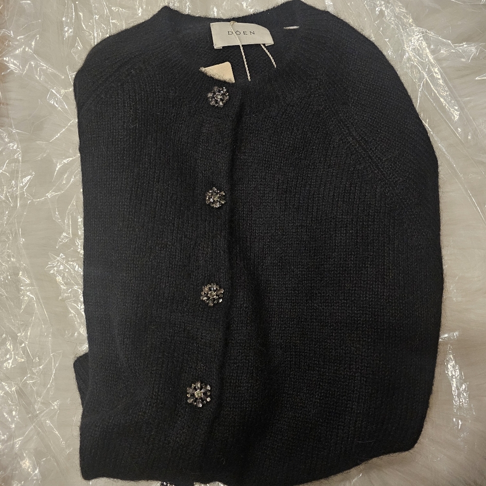NWT DOEN Petra Crystal Cardigan Black XS - Picture 6 of 8